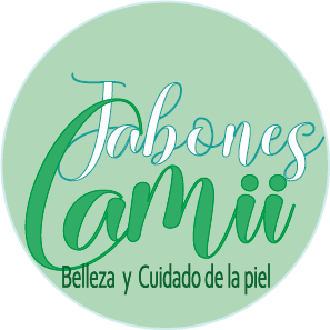 Variación de logo Jabones Camii en verde y turquesa.