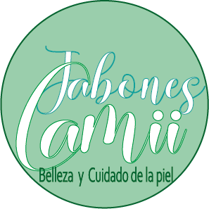 Variación de logo Jabones Camii en verde y blanco.